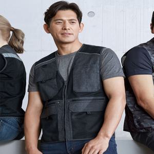 작업복/근무복 ZB-v1923 투톤 데님스타일의 작업복조끼 메쉬망사 다양한포켓완비