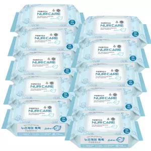 누리케어 자연분해 친환경 주방 행주 물티슈 주방티슈 베이킹소다 세정 세균 청소 70매 X 10개