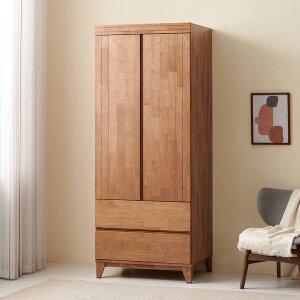 [바로방 가구]모네 800 2단 투서랍 고무나무 원목 옷장 수납 원룸 미니 장농 장롱 이불장