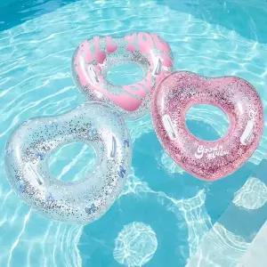 반짝이는 어린이 스팽글 글리터 핑크 하트쿠션 보행기 튜브