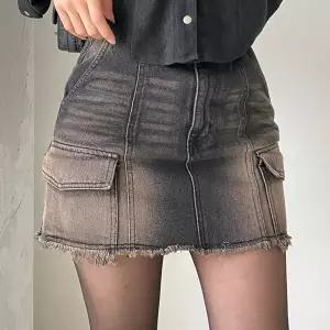 [하프클럽/]여자 Y2K 빈티지워싱 카고치마 컷팅 클럽 미니스커트