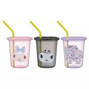 마이멜로디 쿠로미 스트로우 빨대물컵 3p세트 320ml / 파티컵