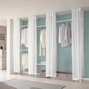 [오늘출발] 5단 선반 커튼 행거 EO-S415M 드레스룸 원목 옷걸이 커튼 시스템 행거 2colors