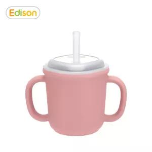 에디슨 스스로 실리콘 양손 빨대컵(핑크)