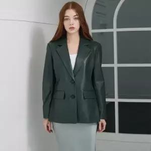 [최초가398 000]이태리 램스킨 투버튼 하프 레더 자켓_KSJK250103