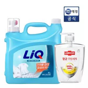 [총 7L] 리큐 프레쉬 세탁세제 6L 용기 + 랩신 주방세제 본품 Gift