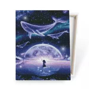 DIY캔버스형 보석십자수 40x50cm 신비한 바다고래