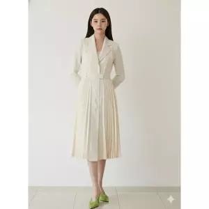 [하프클럽/에고이스트]주름 믹스 원피스형 롱 코트 EN2WC361