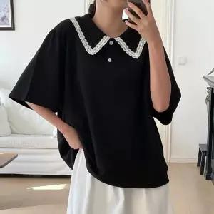 [하프클럽/]레이스 진주 카라 티셔츠 빅사이즈 반팔 티