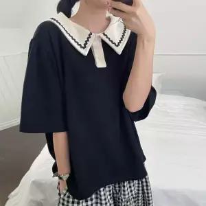 [하프클럽/]웨이브 카라 티셔츠 여름 빅사이즈 반팔 티 F877