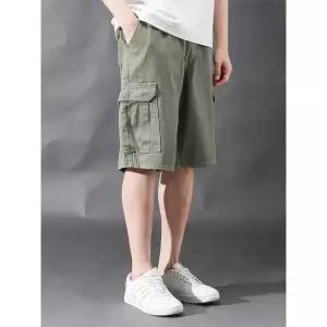 [하프클럽/]버뮤다 면 와이드 카고 5부 밴딩 반바지 JBCP3715