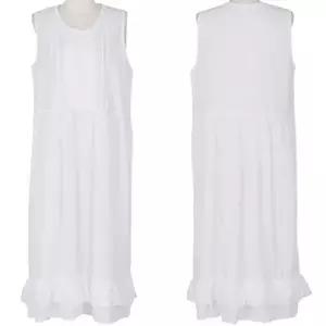 [원피스토리]핀턱 면레이스 2단 롱나시원피스 아사면 레이어드 이너민소매 홈웨어잠옷_P403520607