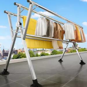 튼튼한 특대형 길이조절 접이식 W자 빨래 건조대 이불 옥상 기숙사 건조대