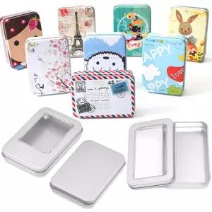 사각 틴케이스 투명 철제 약통 화장품 다용도 소품 수납 정리함 굿즈 포토카드 보관함 미니