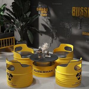 드럼통 테이블 원형 고깃집 64x60 바베큐 감성 불판 포차 카페 식당용 60x60x58