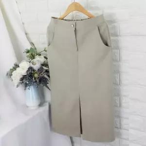 aka_면트임 롱스커트SOK 면스커트 H라인 스판스커트 밴딩스커트 면치마 롱 스커트