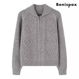 [롯데백화점]보니스팍스 꽈배기 카라 니트 집업 가디건 (XP4CK005L0)