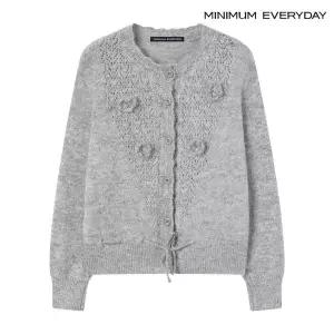 [롯데백화점]미니멈 [미니멈 에브리데이]엠보 플라워 펀칭 스트링 울 가디건 (EB4CK012D)