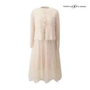 데이트룩 퍼 베스트 세트 쉬폰 니트 원피스 NPCST002M0