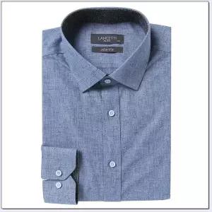 란체티 남성 블루/그레이 솔리드 봄 슬림핏 와이셔츠 LVS4406BL/GR 830191