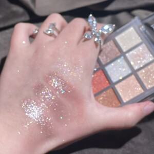 9색 글리터 아이섀도 팔레트 어스 컬러 펄 쉬머 하이라이트 반짝이는 시퀸 샴페인 아이 메이크업