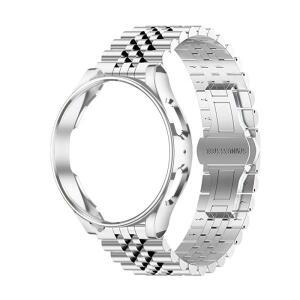 스트랩 + 케이스 삼성 갤럭시 시계 4 5 프로 6 44mm 40mm 45mm 스테인레스 스틸 팔찌 3 41mm 클래식