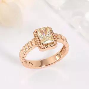 [비앤비골드] 18K 사각 라이트옐로우 언발 체인 반지 RSS40993