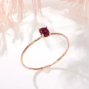 [비앤비골드] 18K 루비볼 타원 컷팅 실반지 SRS42079