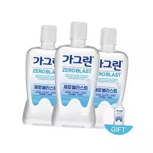 가그린 제로 블라스트 750ml x 3개 + 랜덤 100ml 3개 가글 구강청결제 무알콜