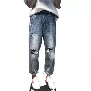 여성찢청 캐주얼 찢어진 일자핏 데님팬츠 빈티지 찢어진청바지 청바지 데미지 네이버 워싱