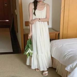 여성 2컬러 여름 휴양지룩 셔링 민소매 프릴 롱원피스 (KYR-WFIUM18)