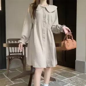 빅카라 언발 밴딩 셔츠 미니 원피스 데일리 캐주얼 프릴 봄가을 베이직 심플한원피스