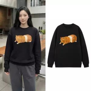 [NEW 인기] 식빵굽는 고양이 맨투맨 냥식빵 오버핏 커플 MTM