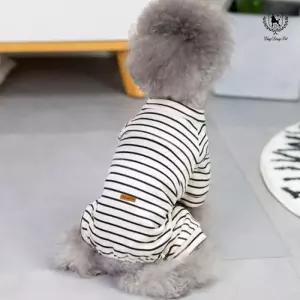 딩동펫 강아지 옷 실내복 외출 산책 패션 스트라이프 올인원