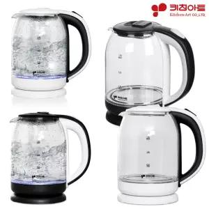 키친아트 내열 강화유리 글라스 전기주전자 1.8L/전기포트 무선포트 티포트 커피포트 물끓이기