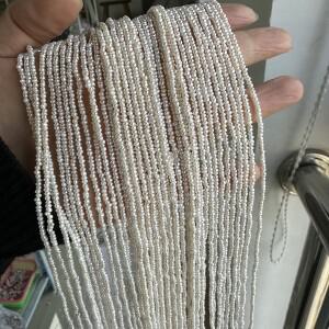 1.8 2mm 흰색 평면 진주 반제품 구슬 천연 담수 진주 보석 제작 DIY 목걸이 팔찌 액세서리