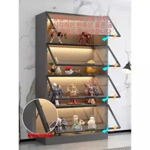 프리미엄 대형 투명 건담 피규어수납장 장식장 40x40x200 5층 단열 문형 그레이