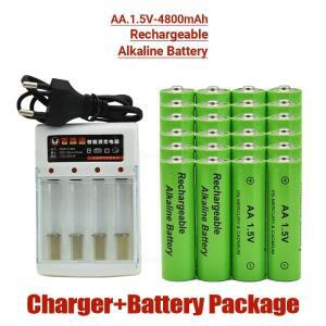 100% 새로운 충전식 배터리 AA 1.5V 4800mah 시계 장난감 손전등 원격 제어 카메라 배터리 + 충전기 용