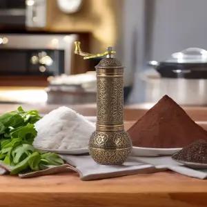 앤티크 그린 터키식 스타일 수동 커피 그라인더 핸드밀 조절형 리필 가능 휴대용 원두 분쇄기 세트 앤틱