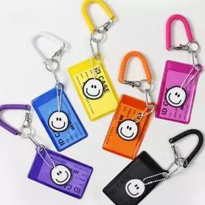 카라비너 카드 지갑 교통카드 열쇠고리 휴대용 스마일 카드 지갑 학생증 사원증 네임택 홀더 스프링형