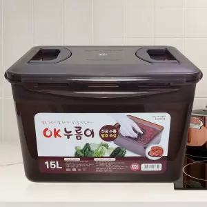 한진 okay 밀폐 김치보관통 15리터 누름이포함 직사각밀폐용기 김장 누름이