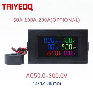 디지털 패널 와트미터 다기능 단상 에너지 미터 AC 전력 50A 100A 0.1W-9999KW 전압 전류