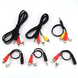 암수 RCA 오디오 어댑터 코드 연결 케이블 TV 스피커 호환 스테레오 비디오 W28 3.5mm 잭 남성 3 4 극-2 웨