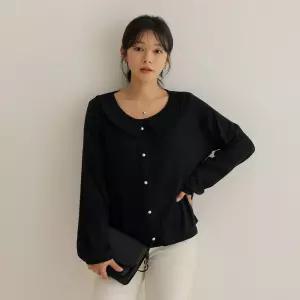 [66-110] 슈오 라운드 카라 버튼 티