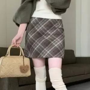 |CCK194B|여성용 일상 스타일 체크 패턴 미니 스커트