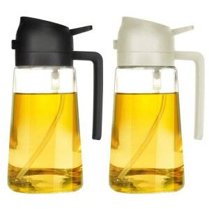2 in 1 유리 고붕규산 오일 PVC 병 1개 주방용 미스터 요리 바베큐 뚜껑 분사기 자동 샐러드 베이킹 스프레이 올리브