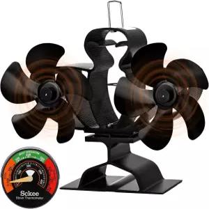 Sckee 10 블레이드 우드 스토브 팬 듀얼 모터 벽난로 열 구동 통나무 버너 목재 연소 액세서리 전기가 아닌