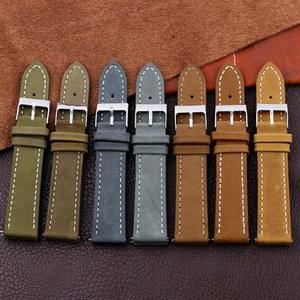 빈티지 누벅 천연 가죽 시계줄 16mm 17mm 18mm 19mm 20mm 퀵 시계 남성용 유니버설 22mm 스트랩 릴리즈 소가죽 21mm