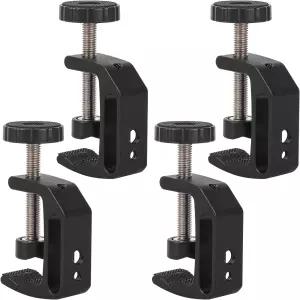 비우가우파이 4팩 범용 C-클램프 1/4 및 3/8 나사 구멍이 있는 소형 데스크톱 마운트 홀더용 조절 가능한