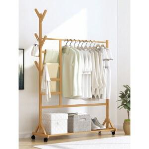 대나무 우드 원목 멀티형 옷걸이 스탠드 좁은공간 이동 행거